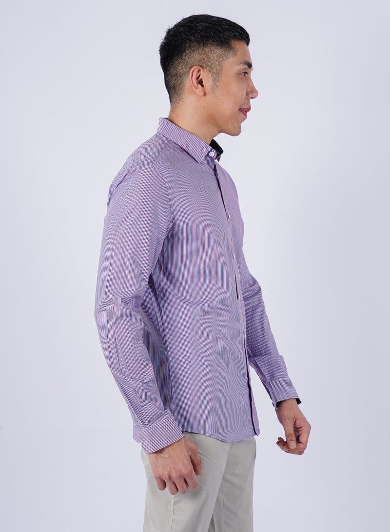 Men’s Autumn Shirt Long Sleeves Collared Neck– Purple