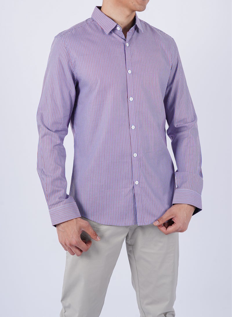 Men’s Autumn Shirt Long Sleeves Collared Neck– Purple