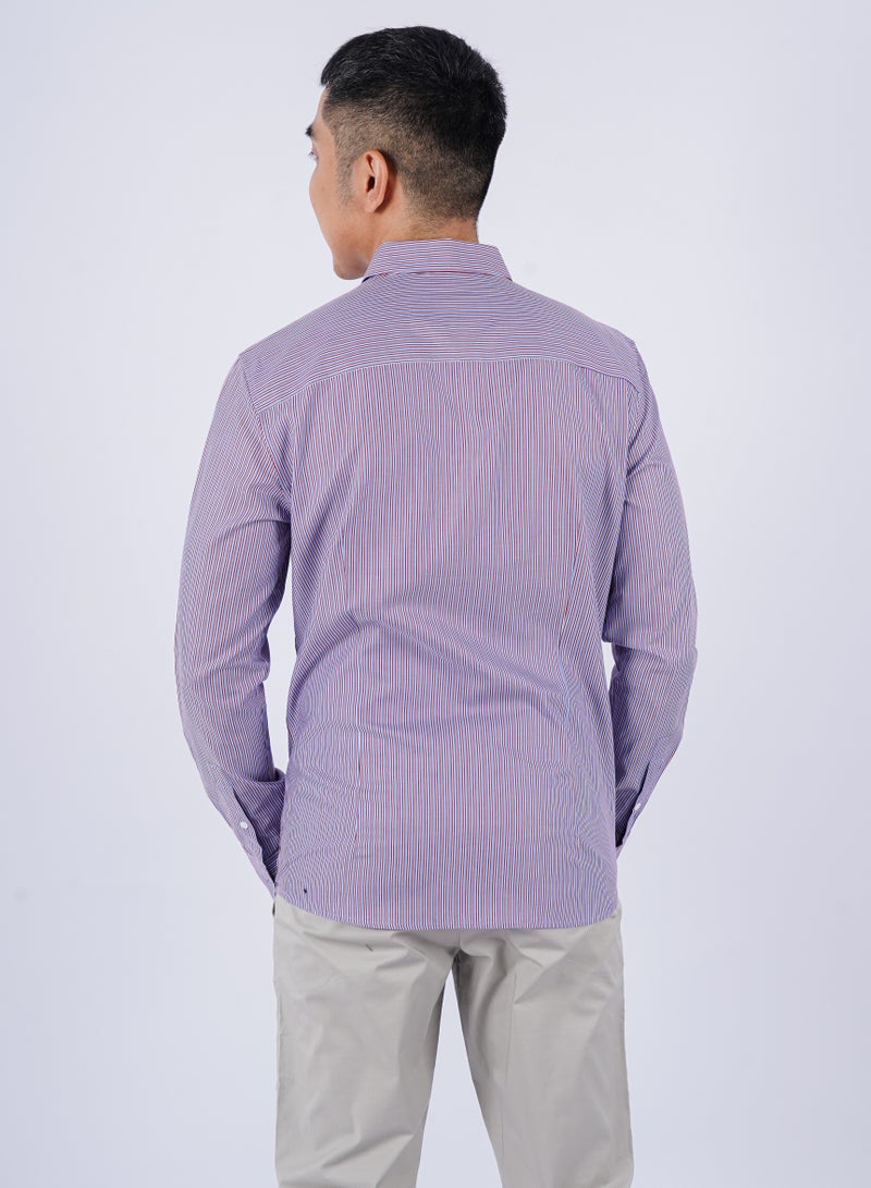 Men’s Autumn Shirt Long Sleeves Collared Neck– Purple