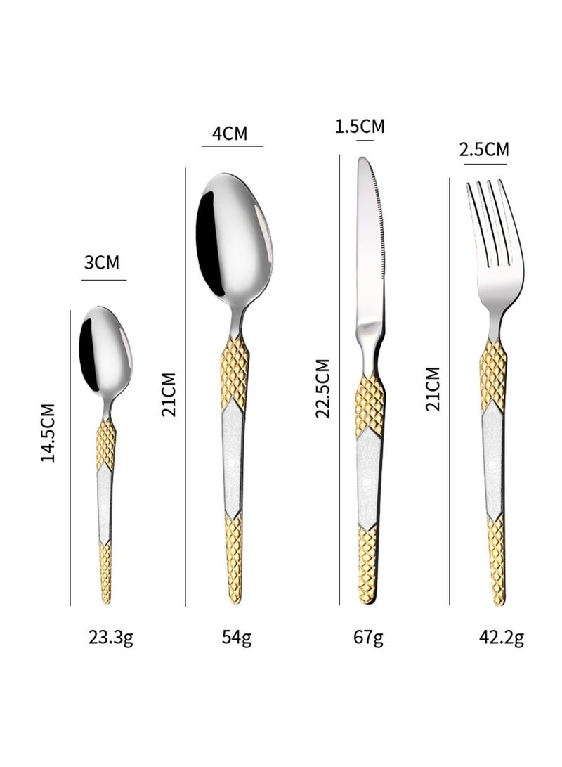 24-Piece Stainless Steel Cutlery Set with Laser Engraving For Kitchen