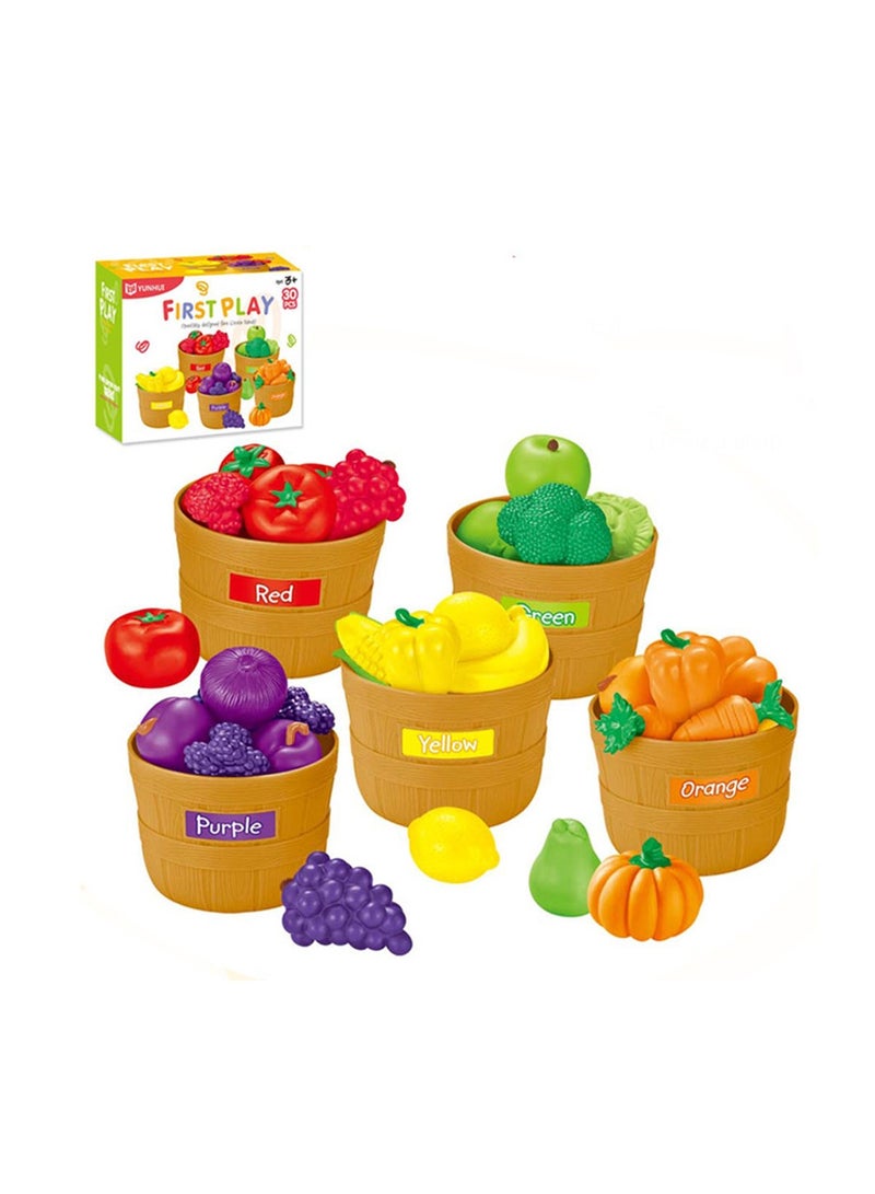 COOLBABY Toddler Kitchen Food Color Sorting Play Set for Home School Fruits and Vegetables Toys