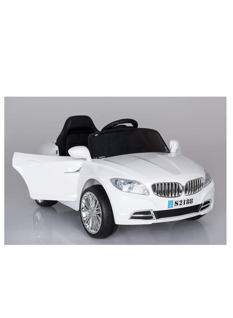 Kids Electric 12V Bmw Style Coupe Ride On Car With Rc,Music And Lights White, 2188