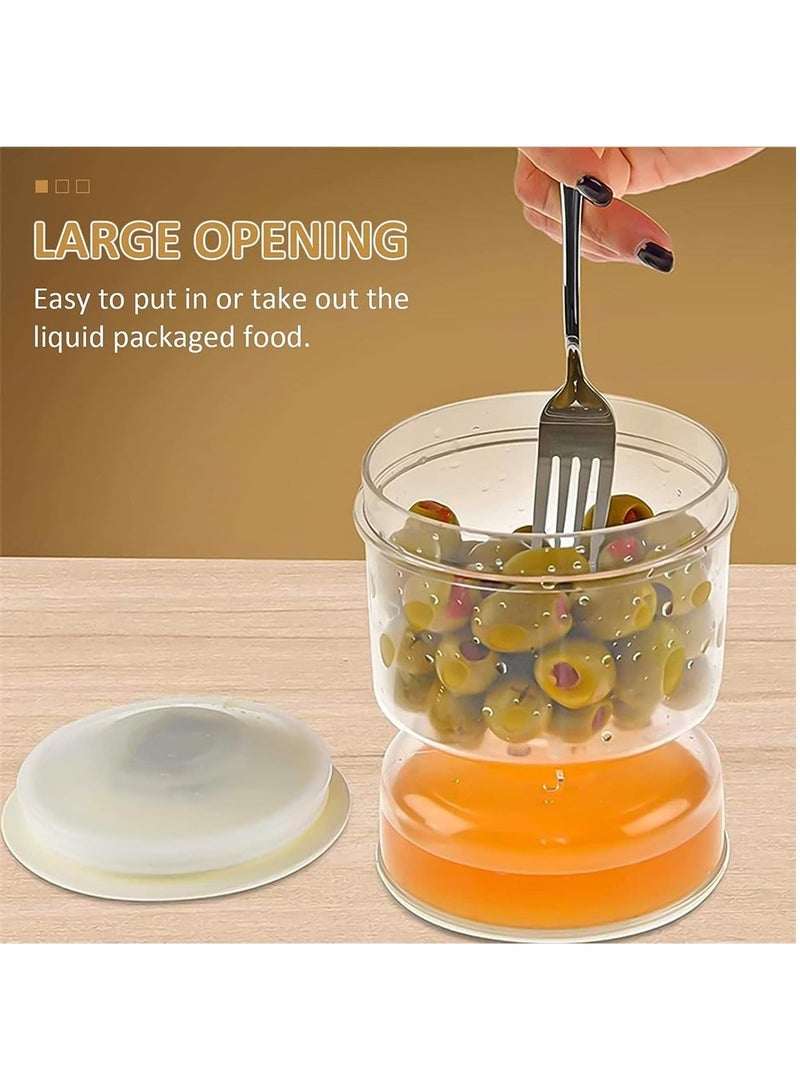 Pickle and Olive Hourglass Jar, Flip Jar Separated from Wet Dry, with Strainer Flip, Leak-proof Juice Separator, for Food Storage