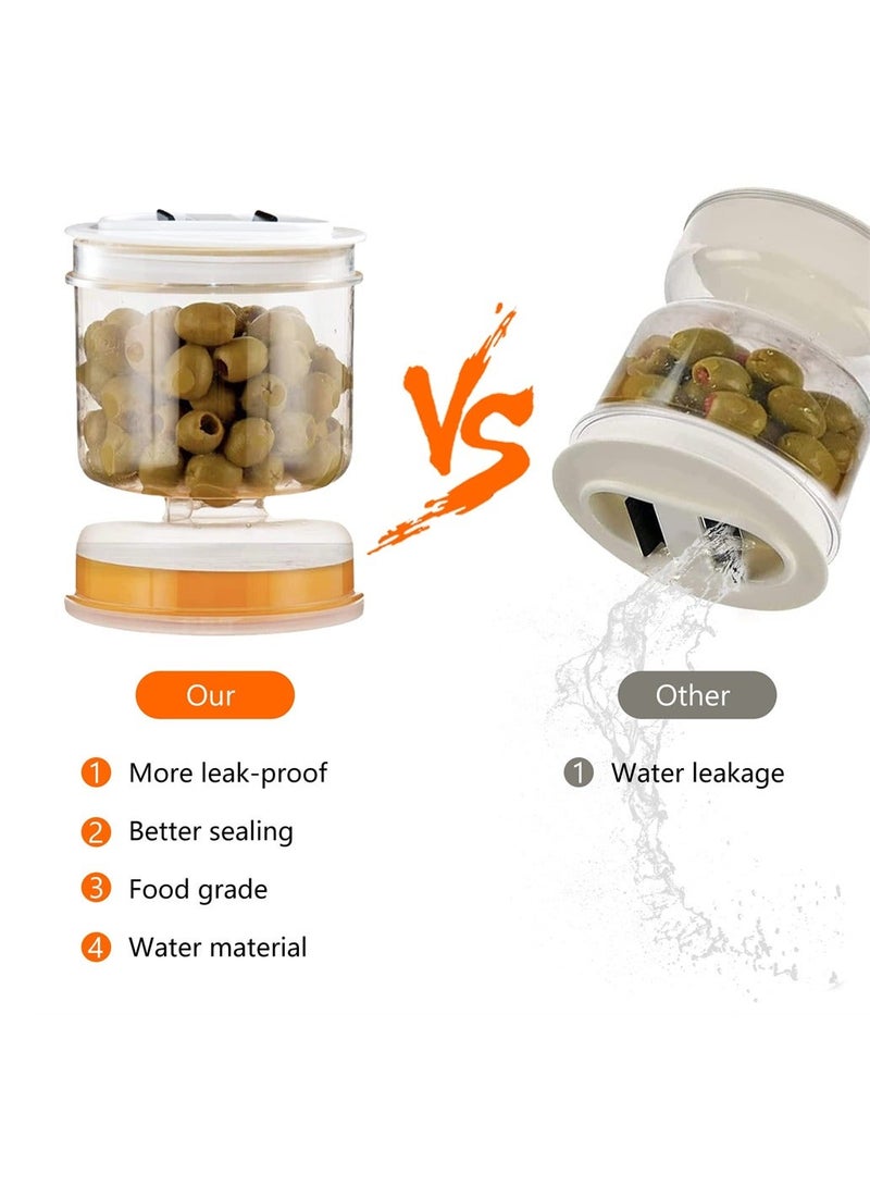 Pickle and Olive Hourglass Jar, Flip Jar Separated from Wet Dry, with Strainer Flip, Leak-proof Juice Separator, for Food Storage