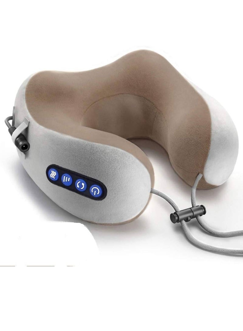 Electric Travel Neck Massage Pillow, U-Shaped Memory Foam Kneading Head & Neck Support Pollow, For Pain Relief, For Airplane, Train, Bus, Car Travel