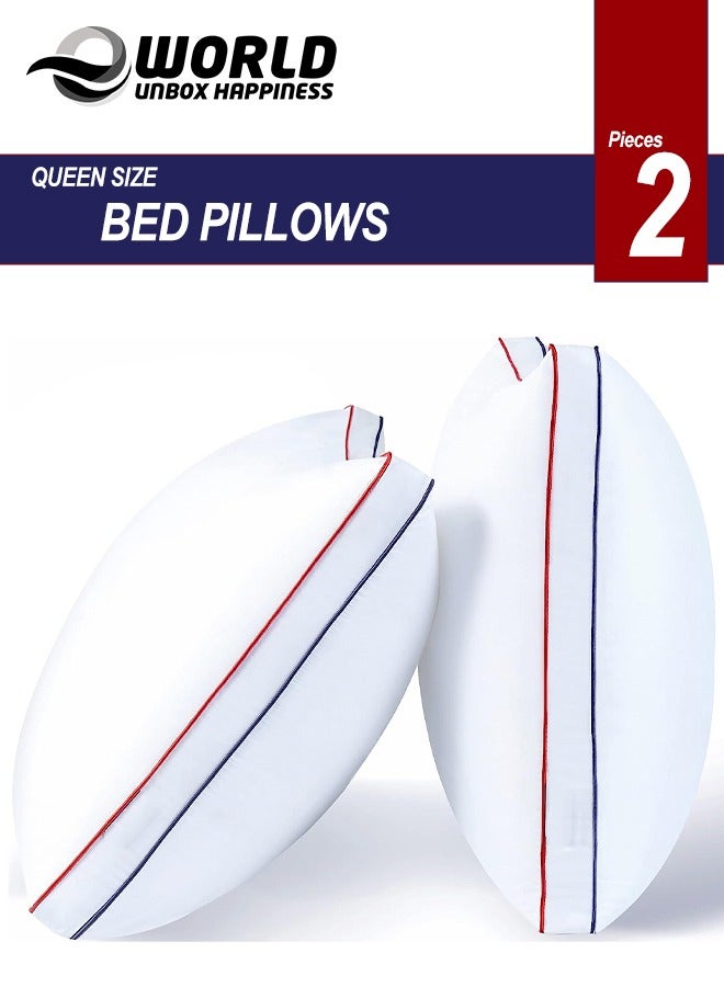 Set of 2 Premium Hotel-Quality Pillows, Crafted with Firm and Supportive Gusseted Design, Ideal for Side and Back Sleepers, Enjoy Cooling Down Alternative Fill for Luxuriously Fluffy Softness, 20x30in