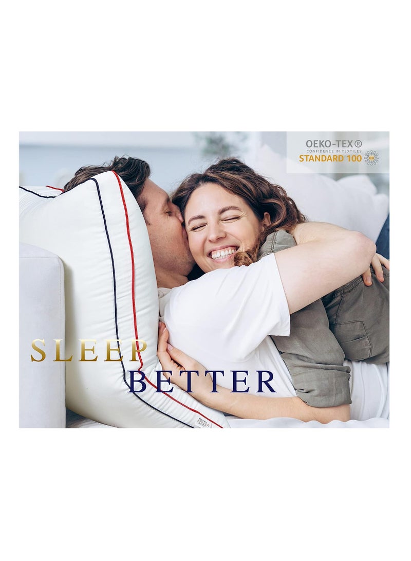 Set of 2 Premium Hotel-Quality Pillows, Crafted with Firm and Supportive Gusseted Design, Ideal for Side and Back Sleepers, Enjoy Cooling Down Alternative Fill for Luxuriously Fluffy Softness, 20x30in