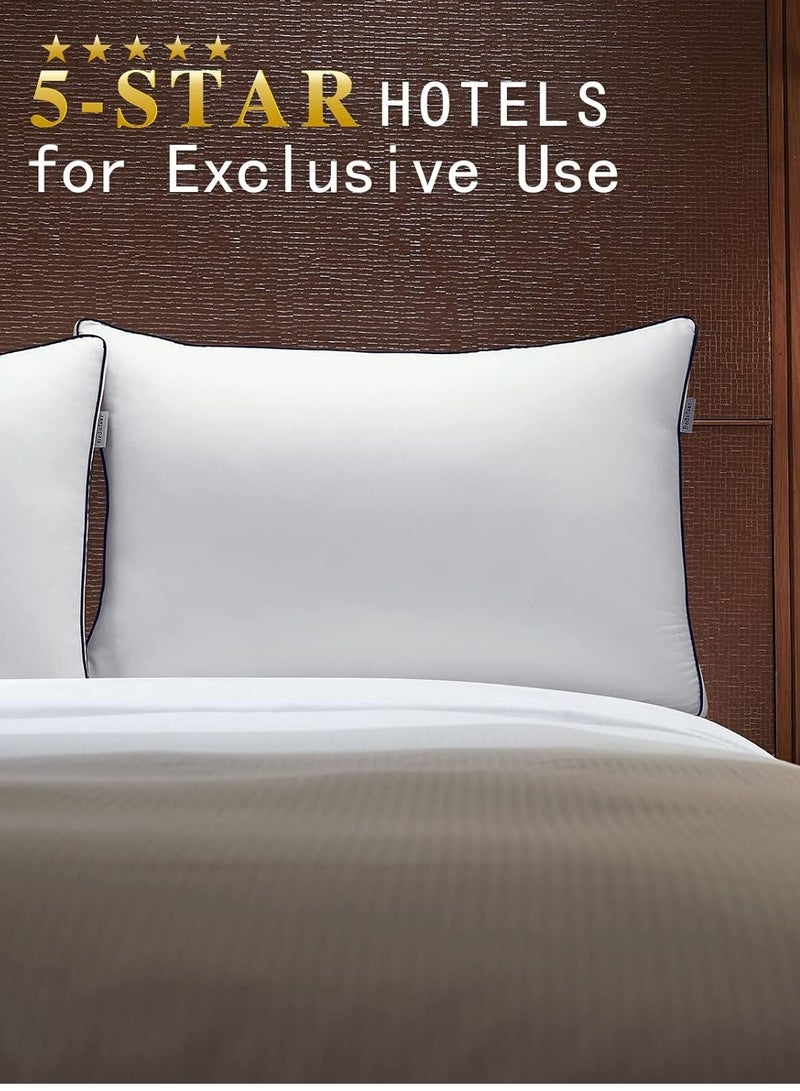 Set of 2 Premium Hotel-Quality Pillows, Crafted with Firm and Supportive Gusseted Design, Ideal for Side and Back Sleepers, Enjoy Cooling Down Alternative Fill for Luxuriously Fluffy Softness, 20x30in