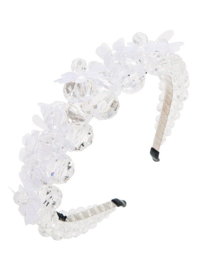 Headband White Crystal Flowers For Women's and  Girls