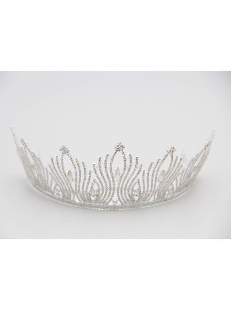 Emmely Silver Tiara Crowns Crystal Headband Princess