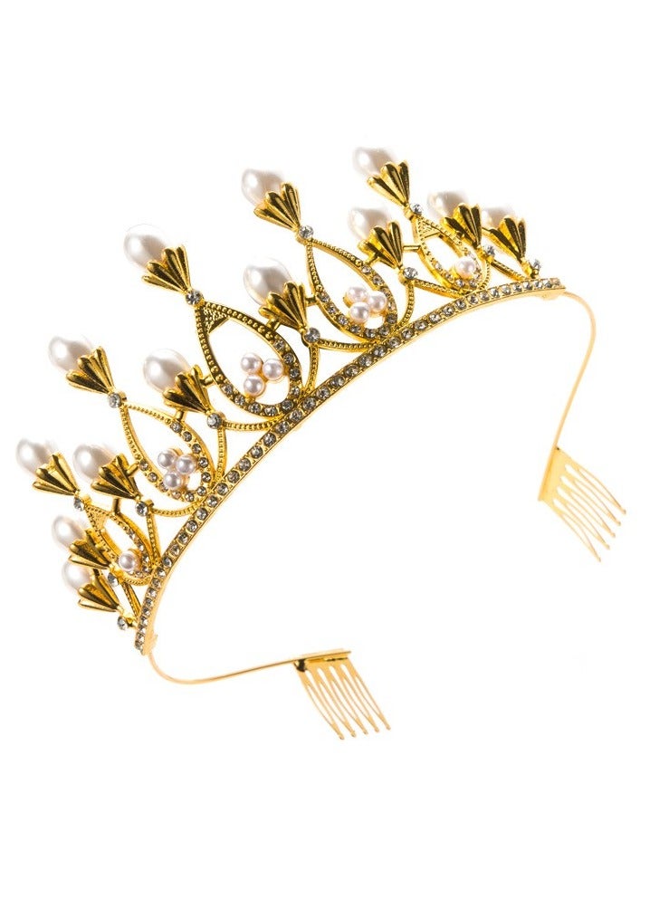 Princess Faux Pearl Crown Tiara Gold
