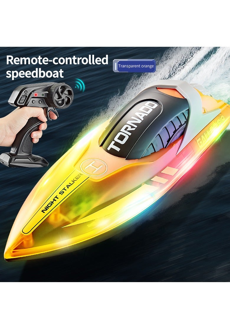 HJ819 RC Boat for Kids 8-16, 15+ MPH Fast Remote Control Boat with LED Lights, 2.4G RC Electric Boats Pool and Lakes Toys for Adults
