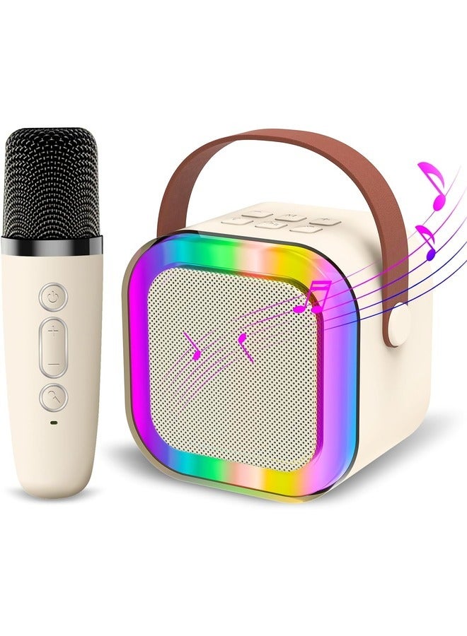 Kids Karaoke Machine, Portable Bluetooth Speaker with Wireless Microphone, Music Player for 4, 5, 6, 7, 8, 9, 10 +Year Old (White)