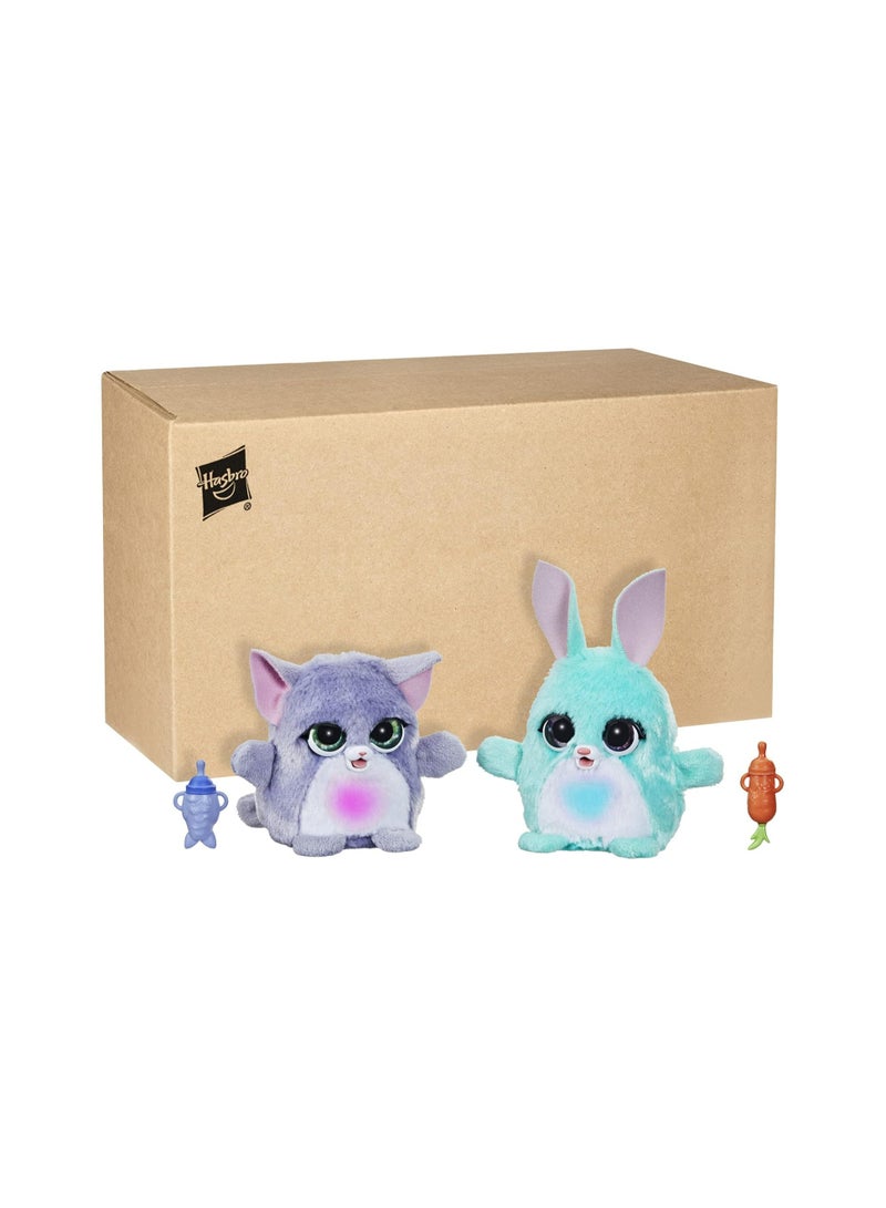 FurReal Fuzzalots Kitty and Bunny Color Change Interactive Feeding Toy, Lights and Sounds