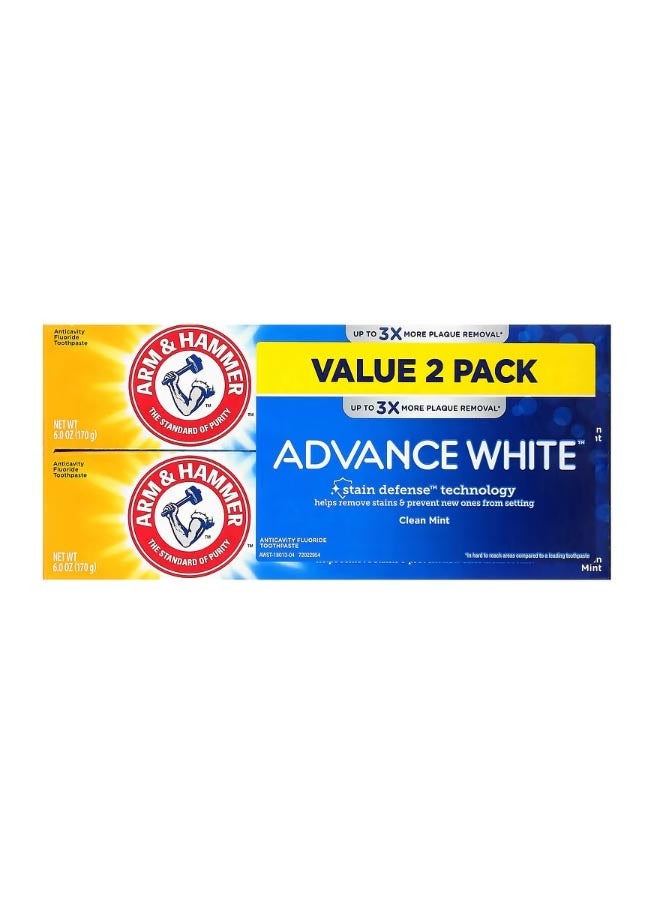 Advance White Anticavity Fluoride Toothpaste Clean Mint Twin Pack 6 oz 170 g Each