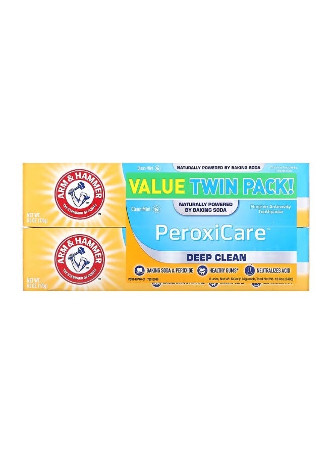 PeroxiCare Deep Clean Fluoride Anticavity Toothpaste Clean Mint Twin Pack 6.0 oz 170 g Each