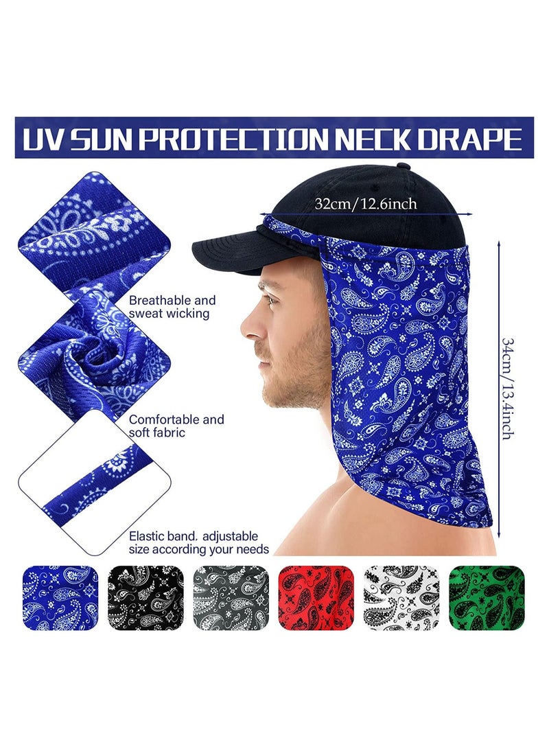 6 Pcs Sun Protection Neck Drape, UV Hat Drapes Face and Cover Blocking Drape Lightweight Comfortable Shield Outdoor Activity for Women Men Fishing Outdoors