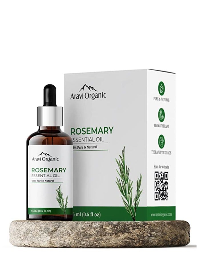 Aravi Organic Rosemary Essential Oil 15ml With Neem Wood Comb  Pack of 2