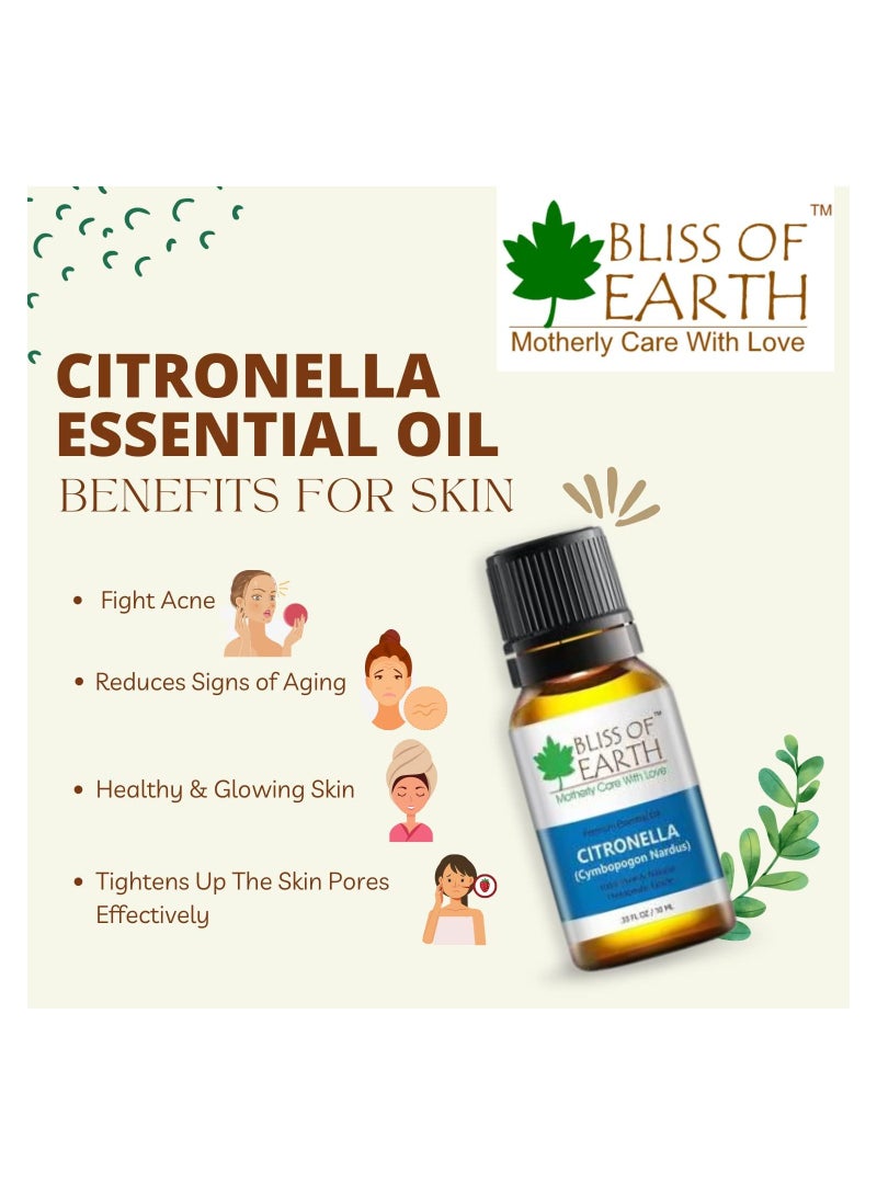 100% Pure Citronella Essential Oil, 10ml Pack of 4