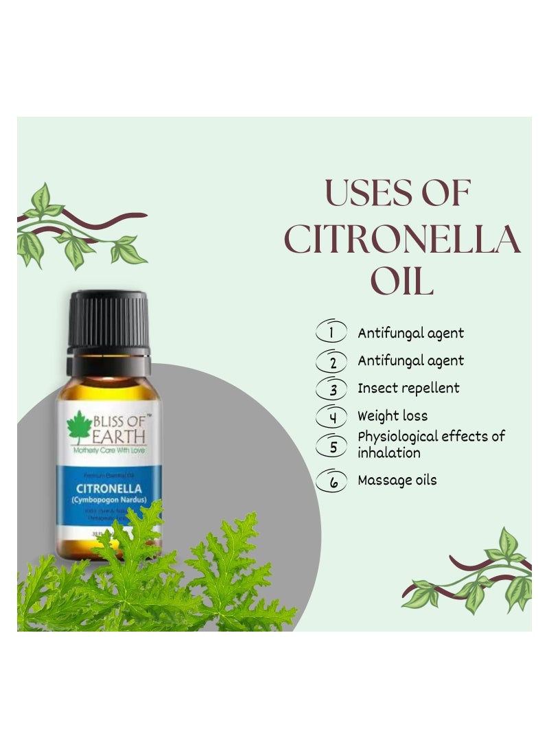 100% Pure Citronella Essential Oil, 10ml Pack of 4