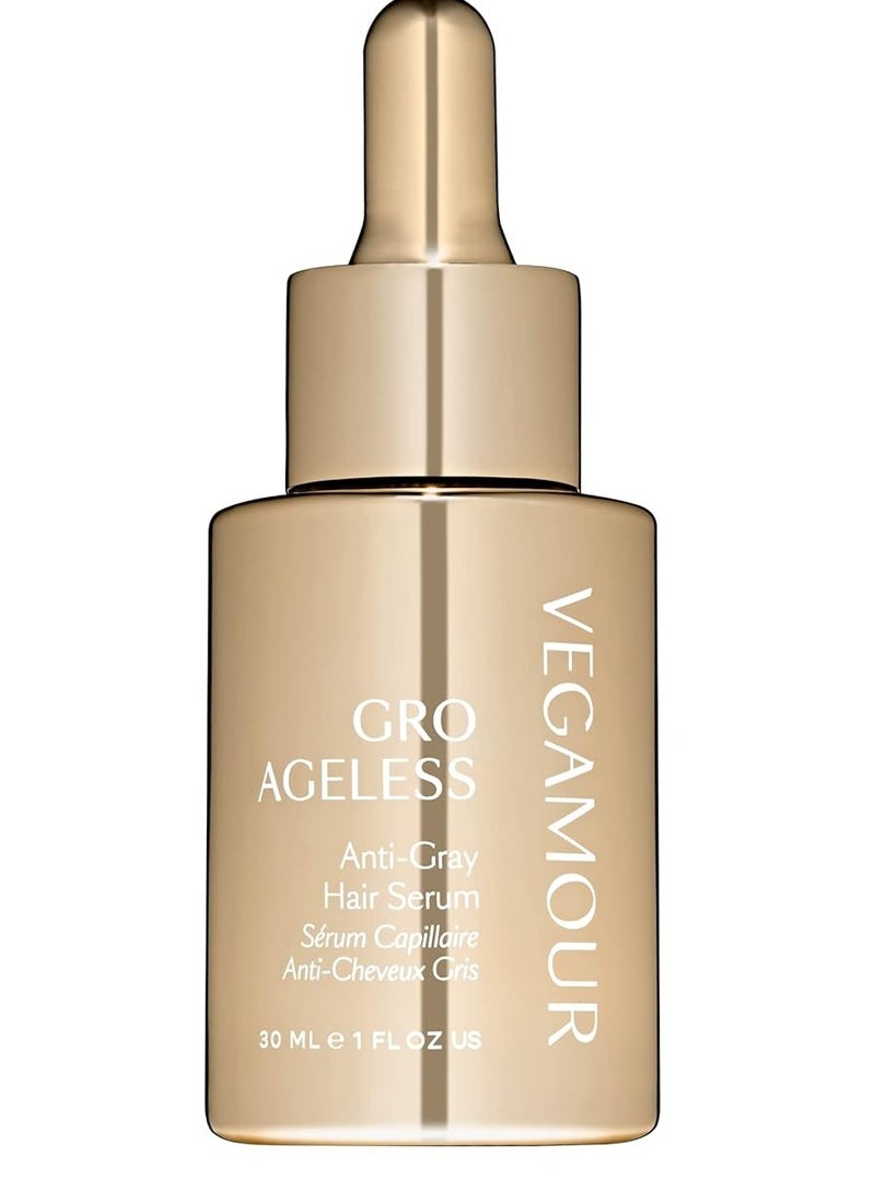 VEGAMOUR GRO Ageless Anti-Gray Hair Serum, 30ml – Promotes Natural Pigment Retention, Reduces Gray Hair, and Supports Healthy, Vibrant Hair Growth with Plant-Based Ingredients