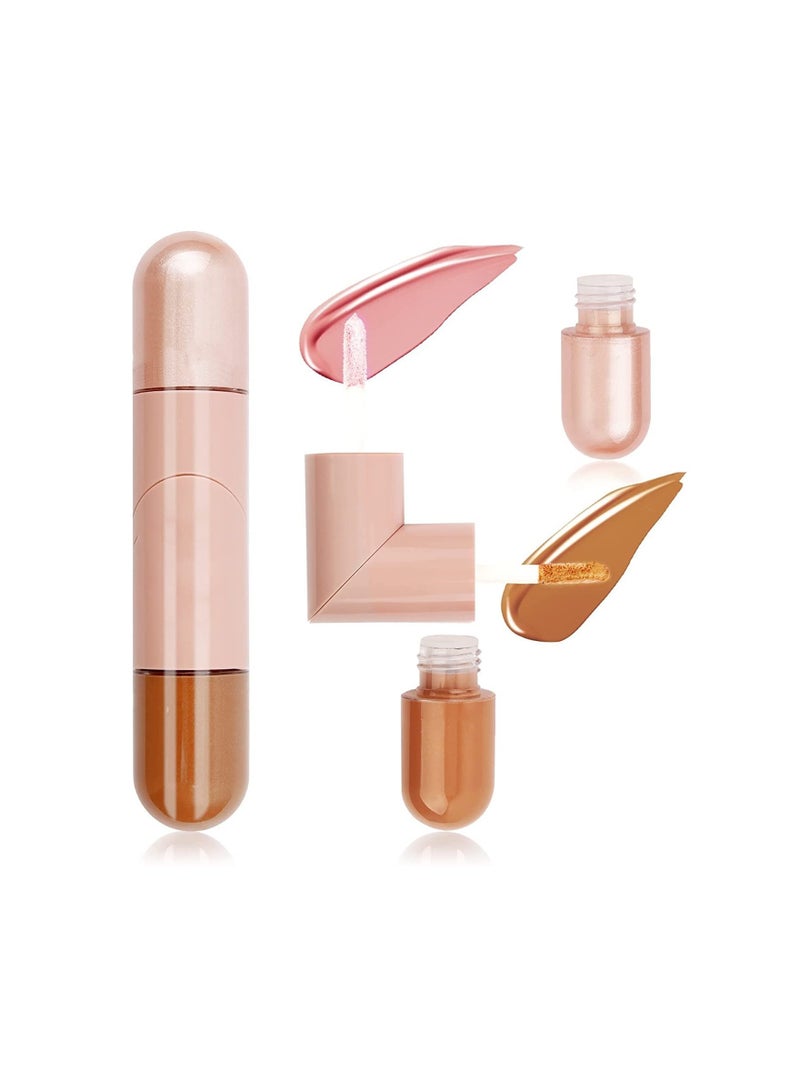 SYOSI Liquid Highlighter and Contour Stick Cream 2 in 1 Design, Liquid Highlighter Makeup, Waterproof Blendable High Coverage Face Contouring Cream Stick