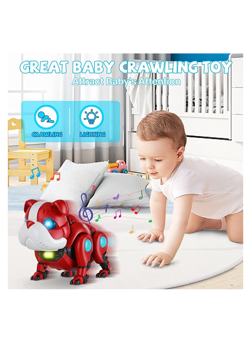 SYOSI Baby Crawling Toys, Baby Musical Toys for Toddlers, Walking Robot Dog Toy, Educational Interactive Light-up Gifts Toys, for 3 4 5Year Old Boys Girls Kids