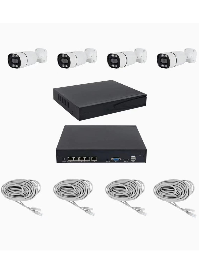 5MP Security Camera System,4pcs H265 5MP PoE Audio Security Cameras with Smart Person Vehicle Detection