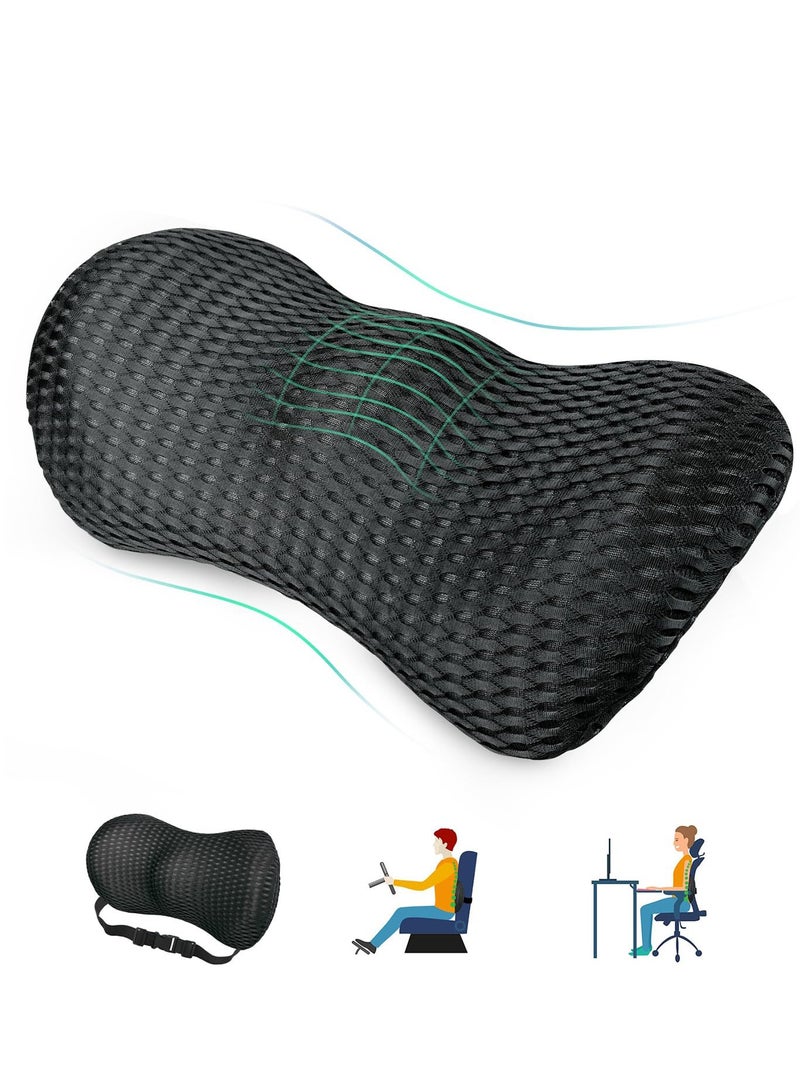 Memory Foam Lumbar Support Back cushion, Adjustable Strap, Improves Posture, Promotes Back Pain Relief, Balanced Firmness Designed, for Office Chair Car Seat Pain Relief