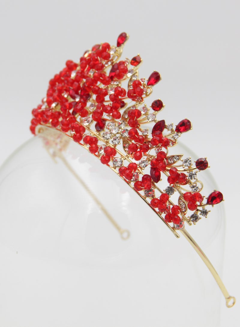 Ddaniela Vioctoria Collection Faux red with gold stones Crown Tiara