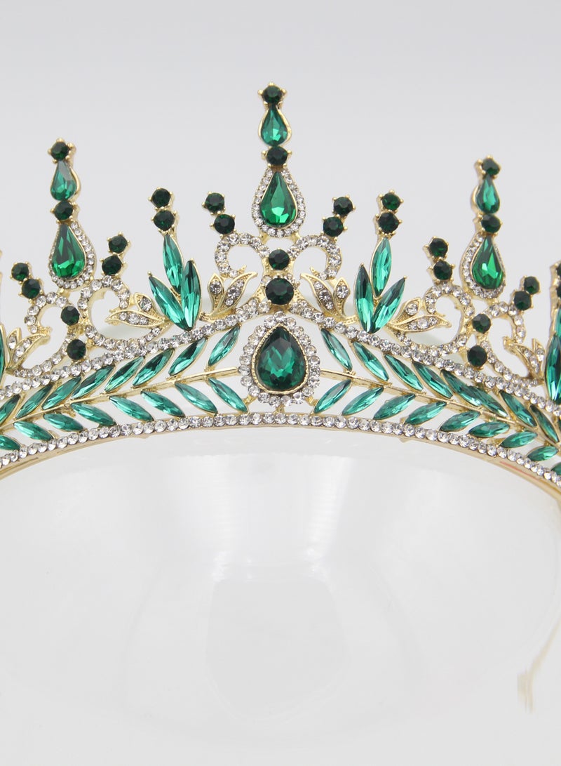 Ddaniela Alexa Collection Faux white with emirald green stones Crown Tiara