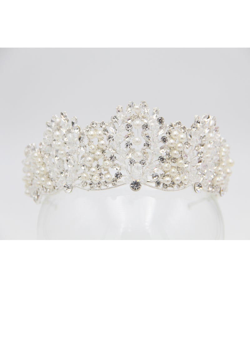 Ddaniela Vioctoria Collection Faux white crystal stones Crown Tiara