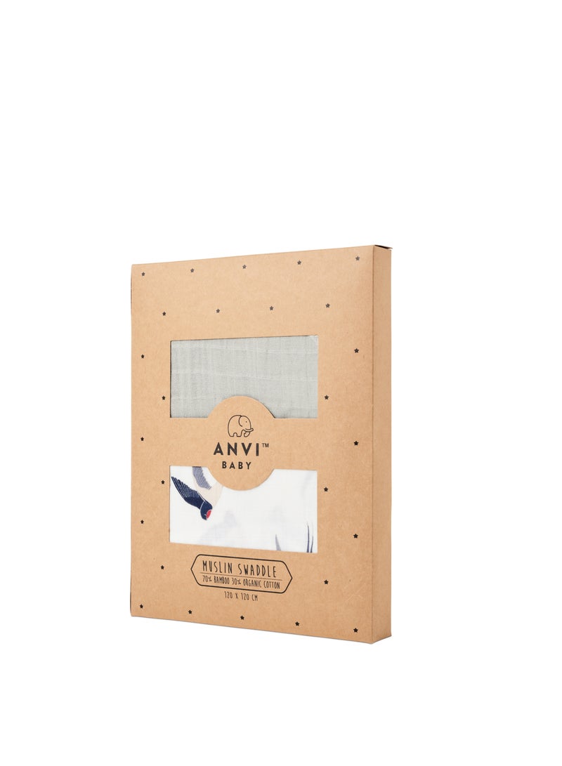 Set of 2 Organic Bamboo Swaddle- The Swallow