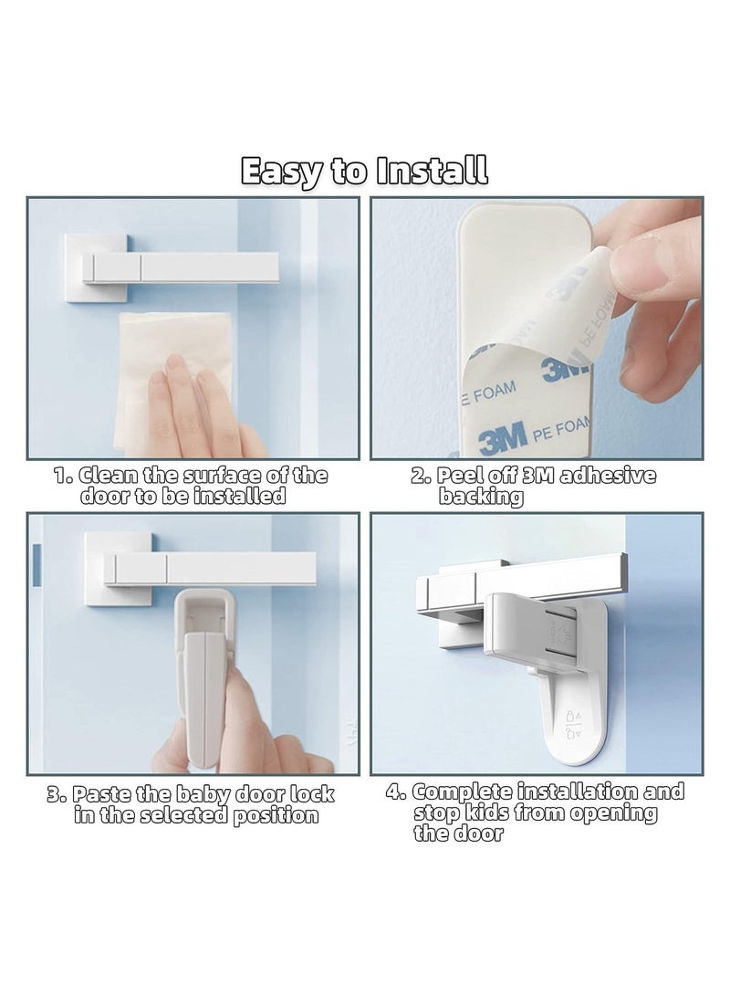 Door Lever Locks for Childproof, 2 Pcs Baby Proofing Handle Lock, Prevent Toddlers from Opening Doors No Tools Need or Drill, 3 M Adhesive Children Security