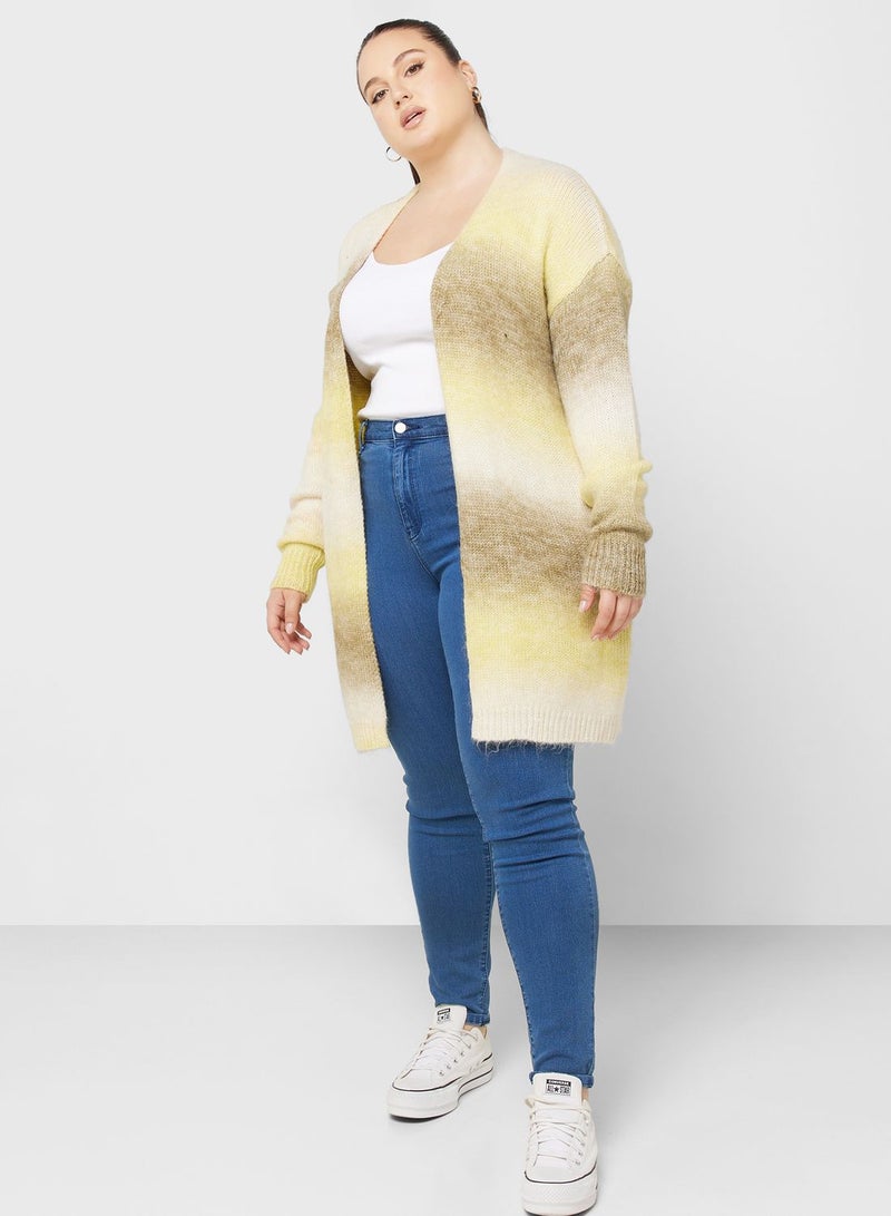 Ombre Colourblock Open Front Cardigan