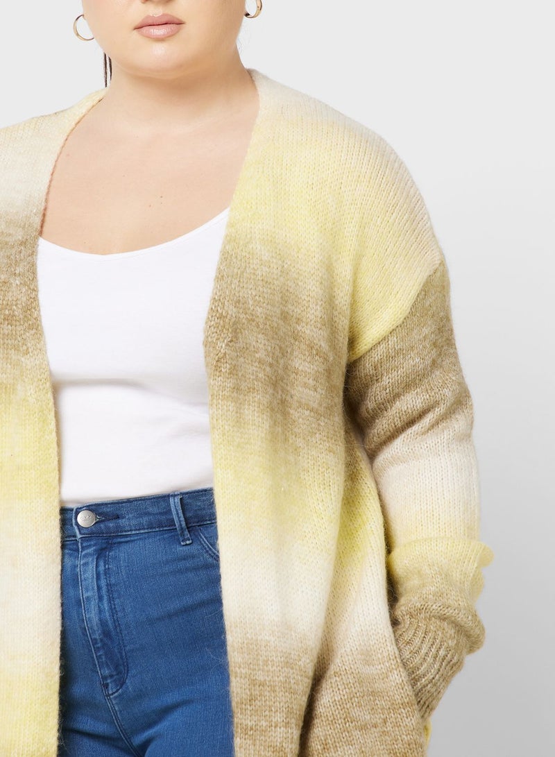 Ombre Colourblock Open Front Cardigan