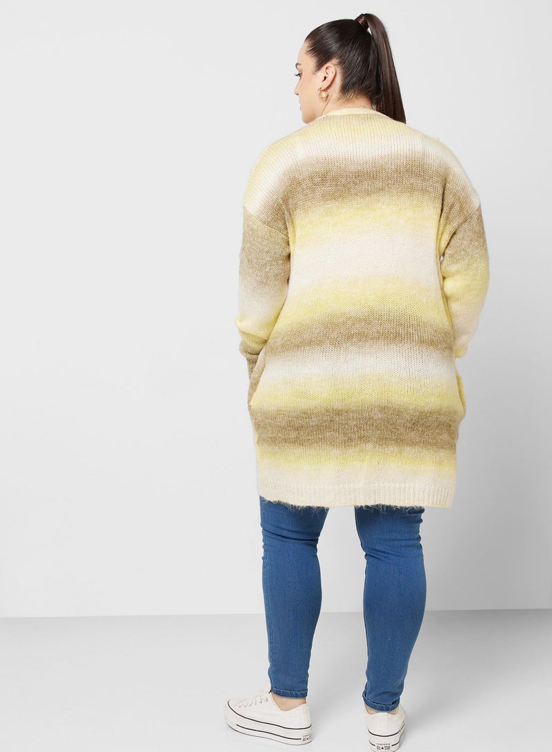 Ombre Colourblock Open Front Cardigan