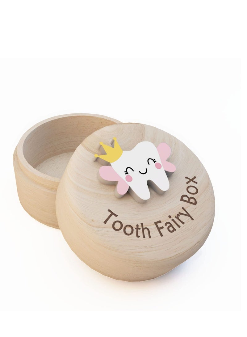 Cute Carved Wooden Box, Kids Tooth Storage, Tooth Fairy Box for Boys and Girls Wooden Baby Teeth Fairy Holder, Stores Lost Teeth for Kids for Lost Teeth Baby Shower Birthday Gift