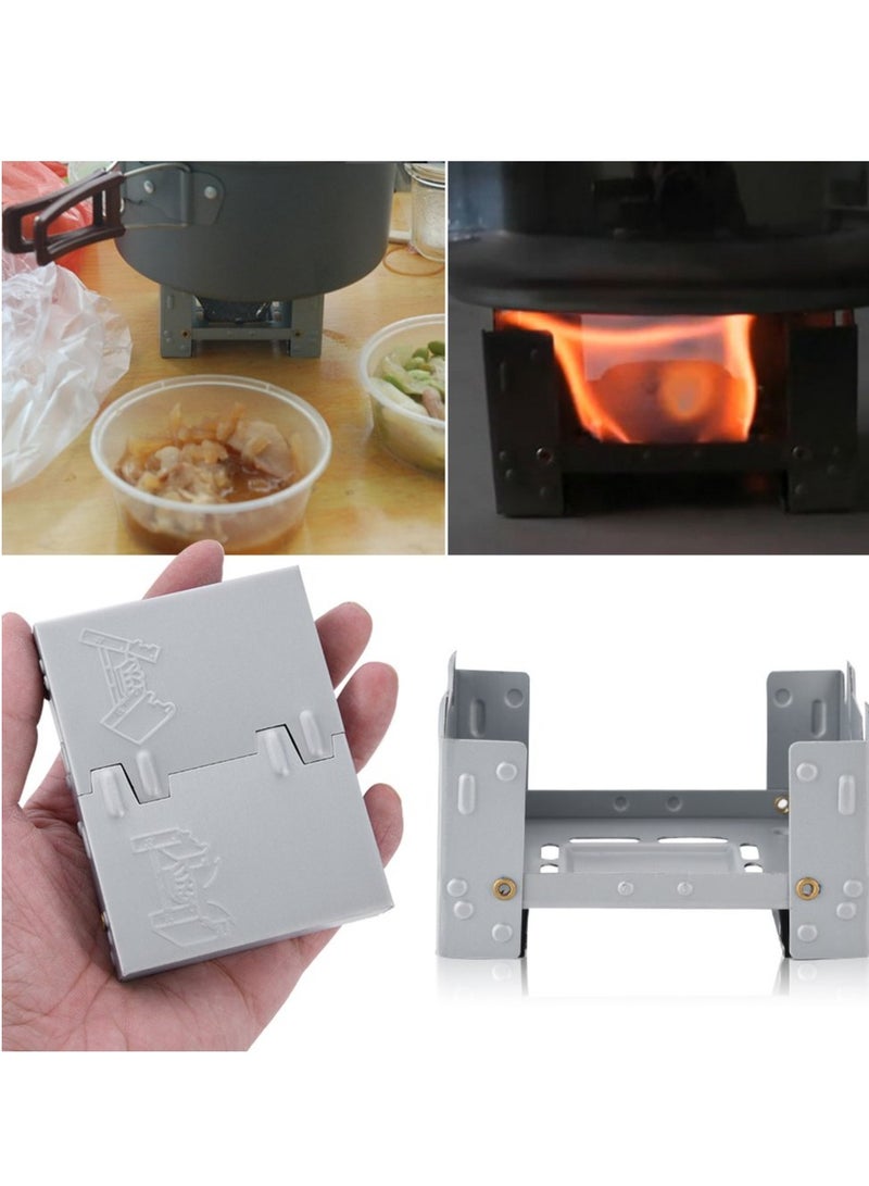 Compact Camping Cooktop, Camp Stove Windshield, 2Pcs Solid Fuel Tablet Pocket Stove, Lightweight Compact Camping Stove Windscreen, 9.5 x 7.5 x 5.5cm/3.7 x 3.0 x 2.2in