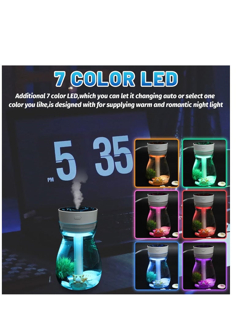 Cool Mist Humidifier Office Bedroom Air Purifier Usb Charging Kawaii With Led Light Moisturizing Bottle(White)