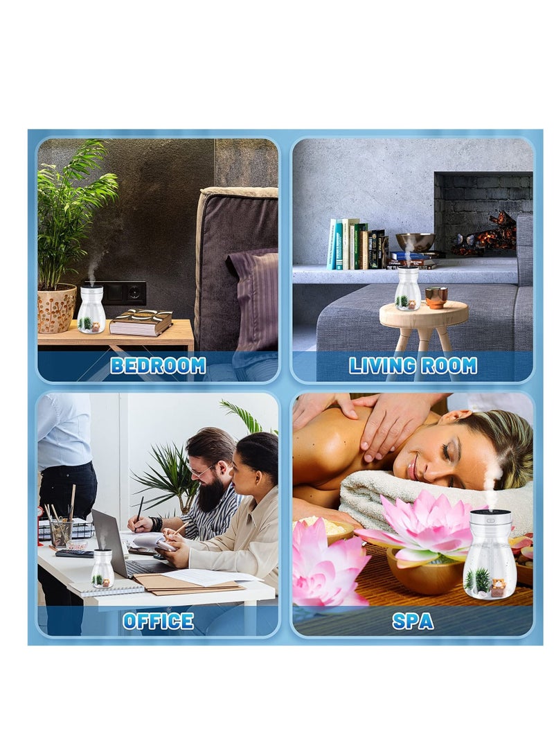 Cool Mist Humidifier Office Bedroom Air Purifier Usb Charging Kawaii With Led Light Moisturizing Bottle(White)