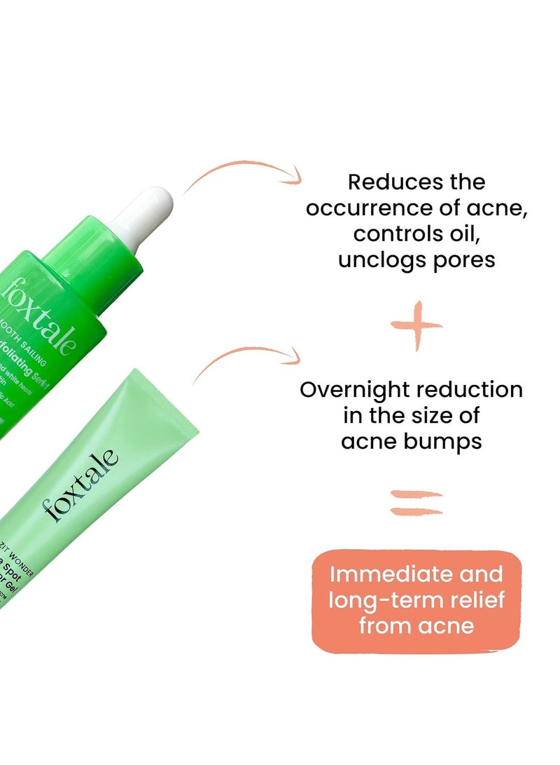Foxtale Acne Treatment Smooth Sailing  Exfoliating Serum 30ml and Acne Spot Corrector Gel 15ml