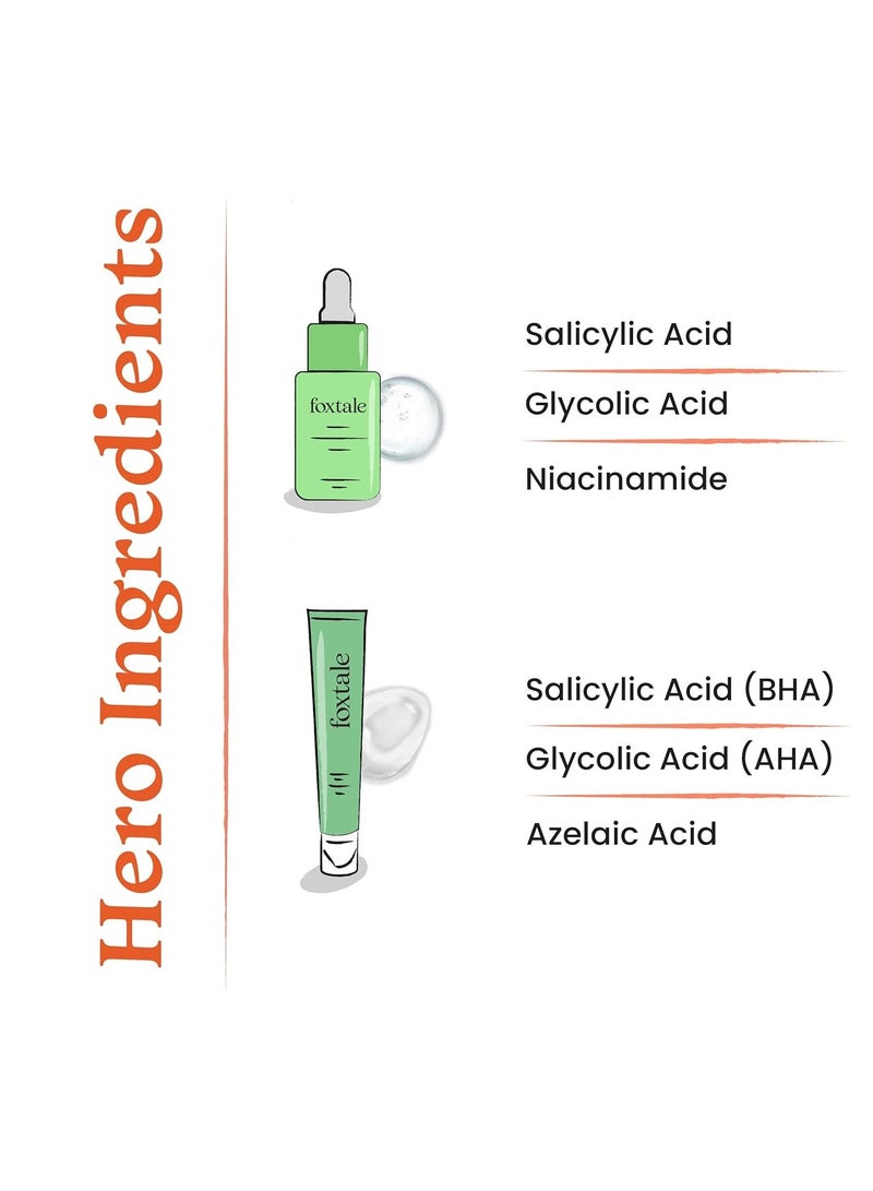 Foxtale Acne Treatment Smooth Sailing  Exfoliating Serum 30ml and Acne Spot Corrector Gel 15ml