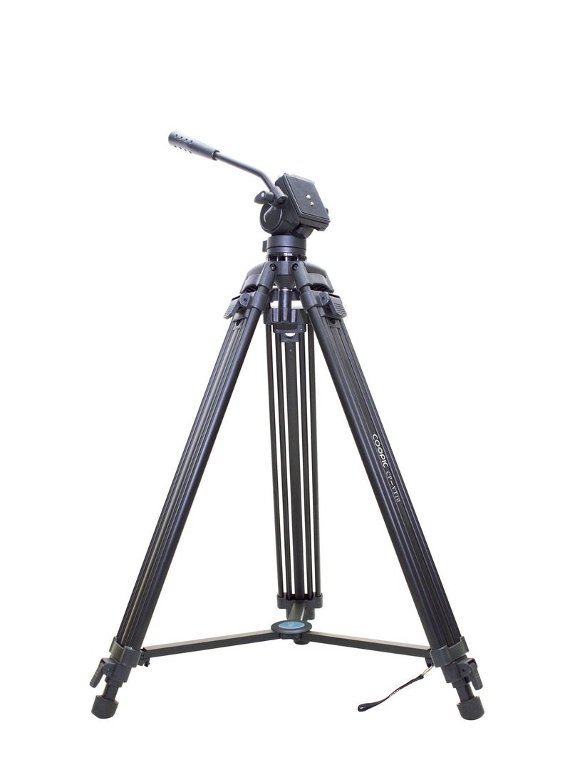 CP-VT10 Professional Heavy Duty Aluminum Alloy Video Tripod 360° Degree Fluid Drag Head Max Height 1700mm Compatible with Sony Canon Nikon DSLR Shooting Load up to 10KG