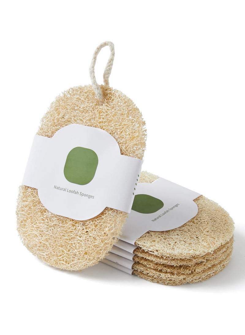 Loofah Dish Sponges, Natural & Reusable Dishwashing Power Cleaning and Easy Storage, Without Irritating Elements, Multi-Purpose Loofah, for Kitchen, Kitchen Scrubber Loofahs (6 Pack)