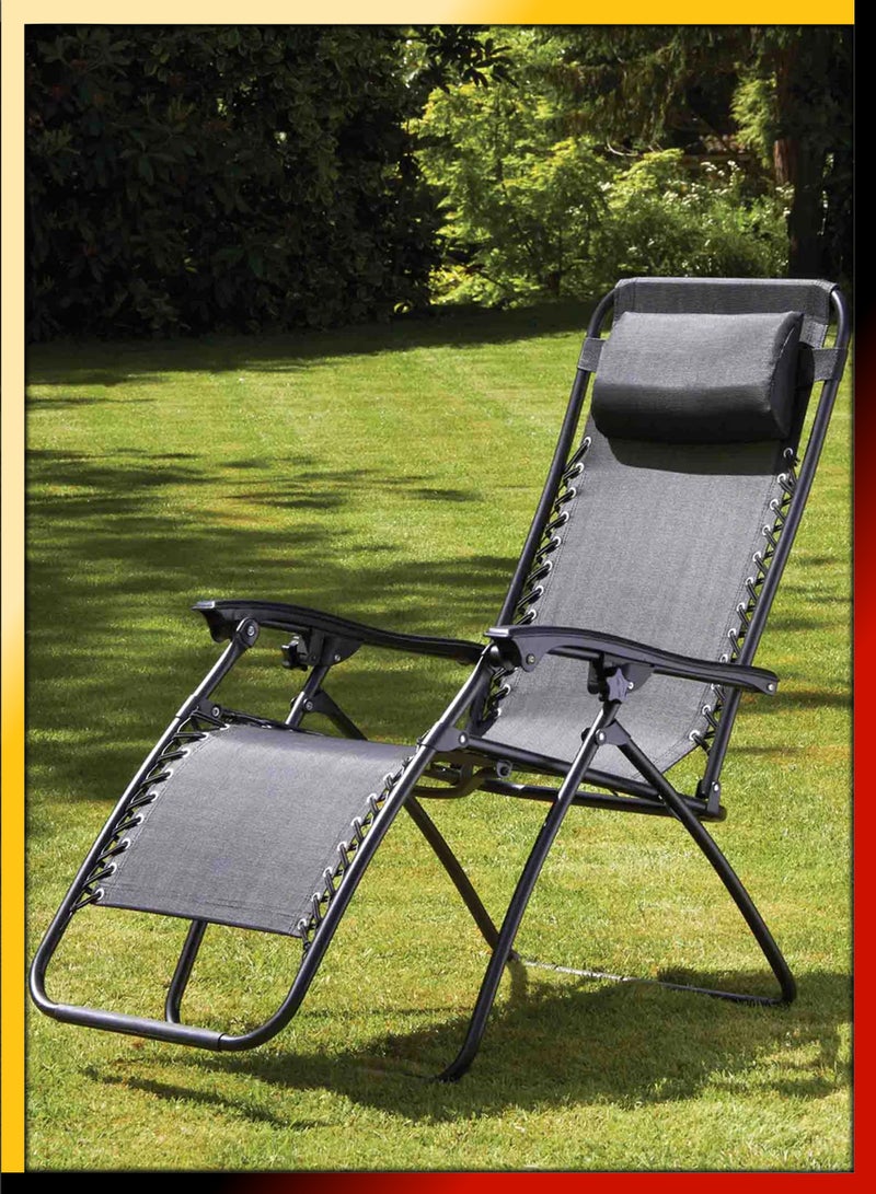 Zero Gravity Beach Bed Folding Chair Outdoor Relaxation 165 Degree Recline Adjustable Headrest Portable Design Ideal Patio Lounge Pool Side Garden Chair Sun Lounger Camping Fire Pit Hangouts Leisure
