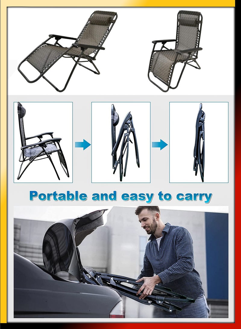 Zero Gravity Beach Bed Folding Chair Outdoor Relaxation 165 Degree Recline Adjustable Headrest Portable Design Ideal Patio Lounge Pool Side Garden Chair Sun Lounger Camping Fire Pit Hangouts Leisure