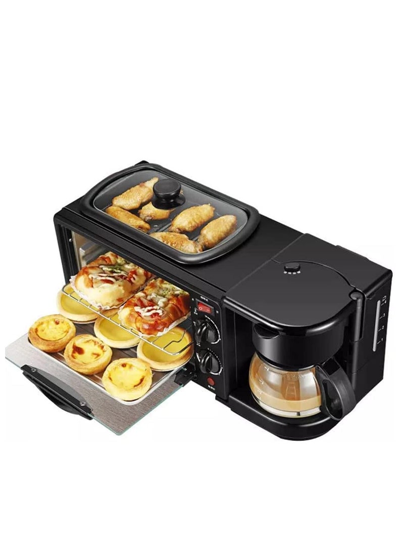 3 in 1 Breakfast Maker With A Free Baking Tray Includes frying Pan Oven And Coffee Maker