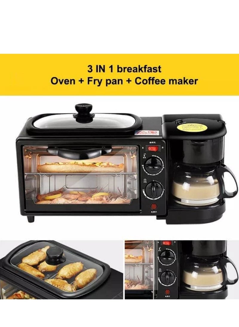 3 in 1 Breakfast Maker With A Free Baking Tray Includes frying Pan Oven And Coffee Maker