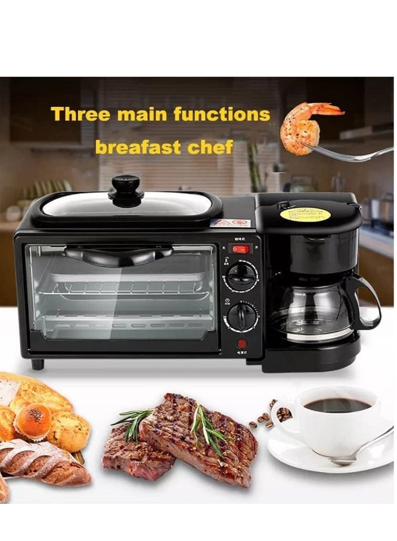 3 in 1 Breakfast Maker With A Free Baking Tray Includes frying Pan Oven And Coffee Maker